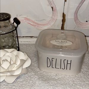 Rae Dunn DELISH Ceramic Food Container With Lid